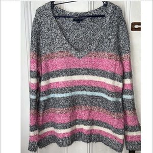 Tommy Hilfiger Women’s Striped V Neck Sweater Size XL
